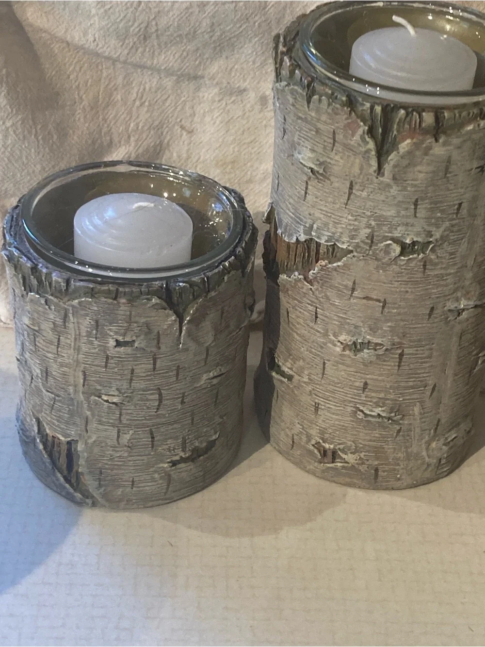 Birch-Style Glass Votive Holders  - Set of 2 - cabin decor
